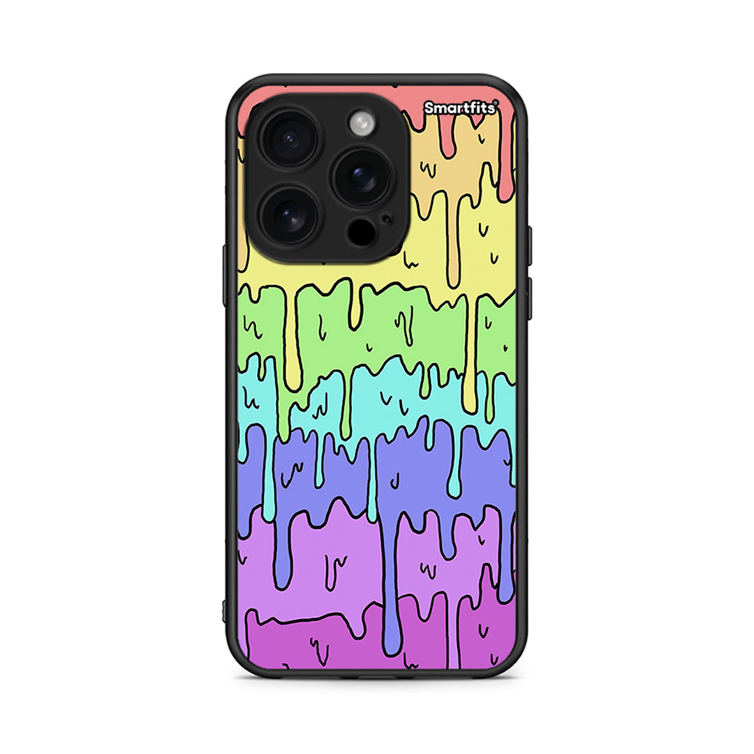 iPhone 16 Pro Melting Rainbow θήκη από τη Smartfits με σχέδιο στο πίσω μέρος και μαύρο περίβλημα | Smartphone case with colorful back and black bezels by Smartfits