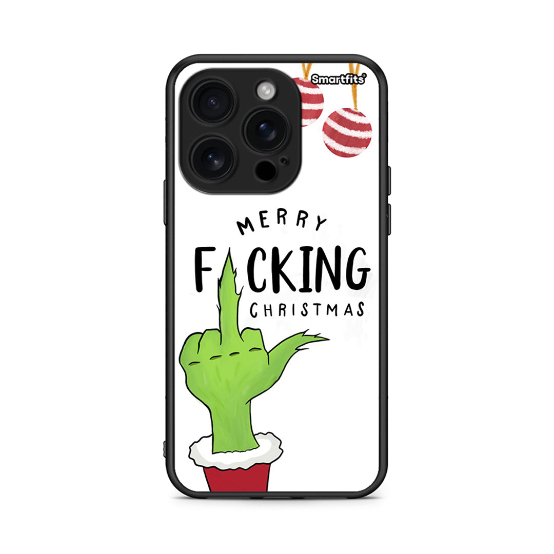 iPhone 16 Pro Merry F Xmas θήκη από τη Smartfits με σχέδιο στο πίσω μέρος και μαύρο περίβλημα | Smartphone case with colorful back and black bezels by Smartfits