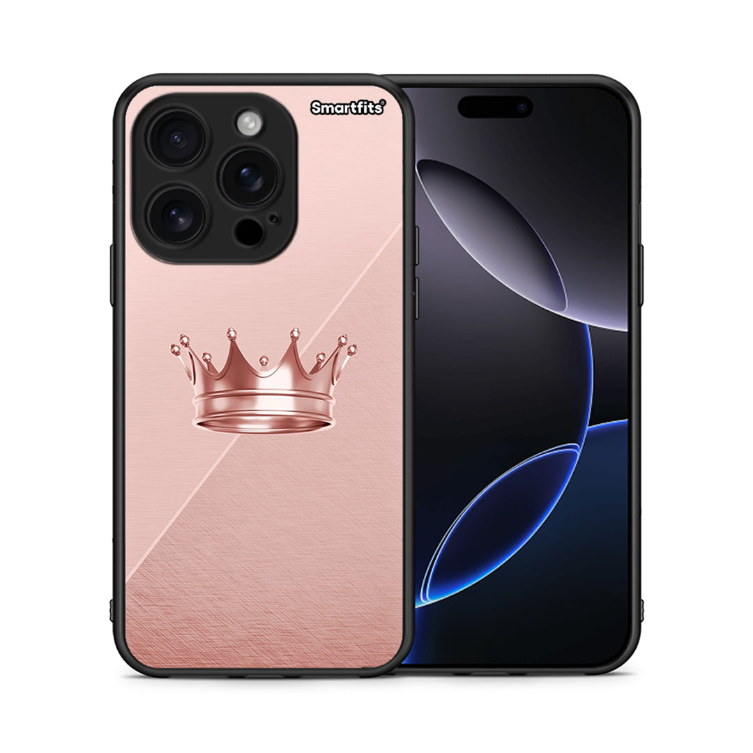 Θήκη iPhone 16 Pro Crown Minimal από τη Smartfits με σχέδιο στο πίσω μέρος και μαύρο περίβλημα | iPhone 16 Pro Crown Minimal case with colorful back and black bezels