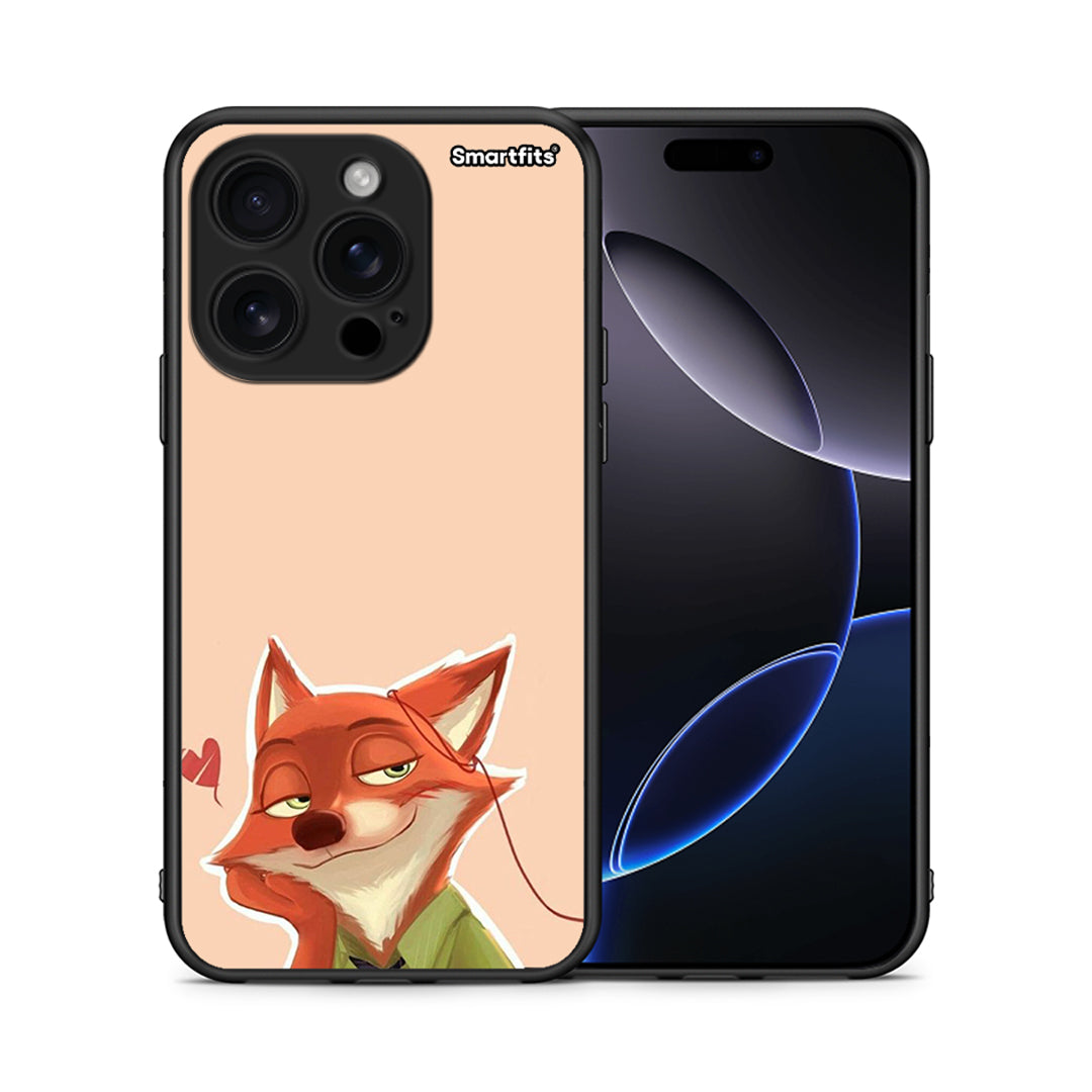 Θήκη iPhone 16 Pro Nick Wilde And Judy Hopps Love 1 από τη Smartfits με σχέδιο στο πίσω μέρος και μαύρο περίβλημα | iPhone 16 Pro Nick Wilde And Judy Hopps Love 1 case with colorful back and black bezels