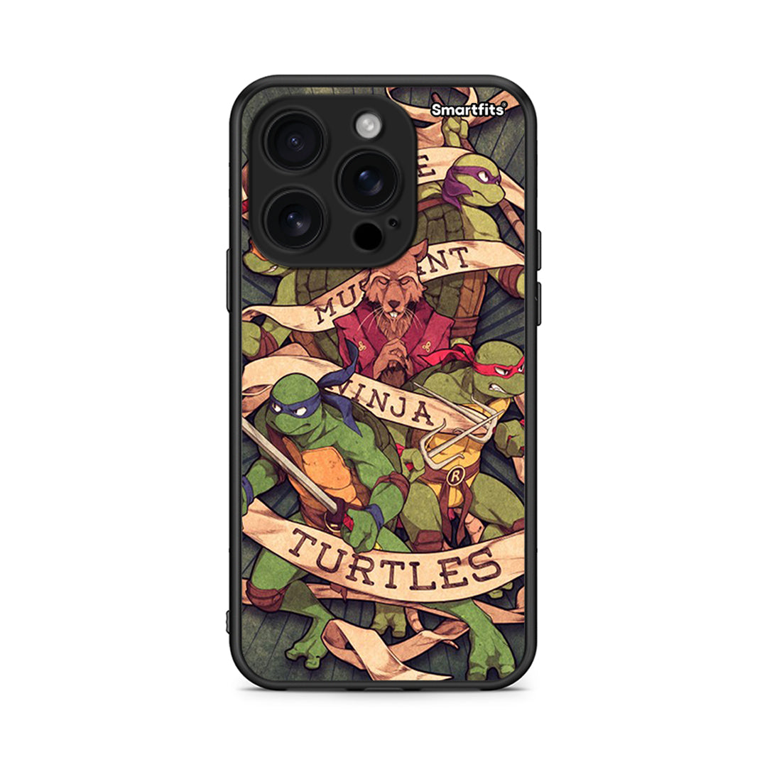 iPhone 16 Pro Ninja Turtles θήκη από τη Smartfits με σχέδιο στο πίσω μέρος και μαύρο περίβλημα | Smartphone case with colorful back and black bezels by Smartfits