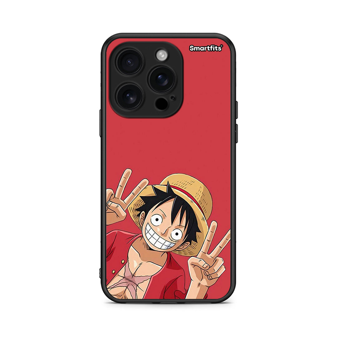 iPhone 16 Pro Pirate Luffy Θήκη από τη Smartfits με σχέδιο στο πίσω μέρος και μαύρο περίβλημα | Smartphone case with colorful back and black bezels by Smartfits