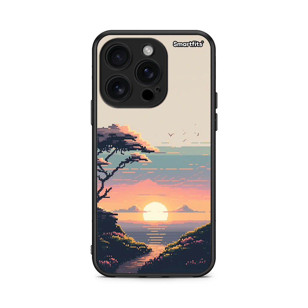 iPhone 16 Pro Pixel Sunset Θήκη από τη Smartfits με σχέδιο στο πίσω μέρος και μαύρο περίβλημα | Smartphone case with colorful back and black bezels by Smartfits