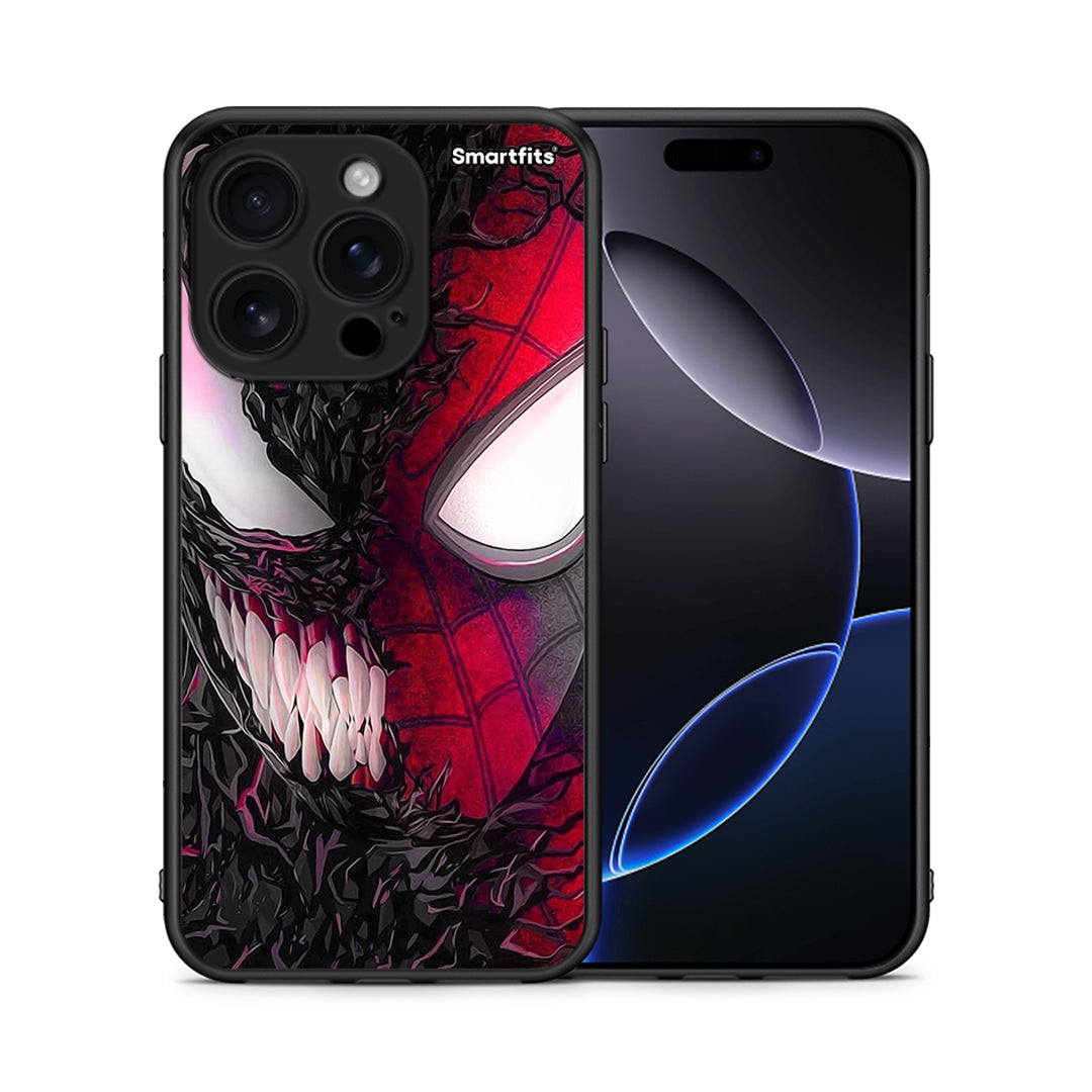 Θήκη iPhone 16 Pro SpiderVenom PopArt από τη Smartfits με σχέδιο στο πίσω μέρος και μαύρο περίβλημα | iPhone 16 Pro SpiderVenom PopArt case with colorful back and black bezels