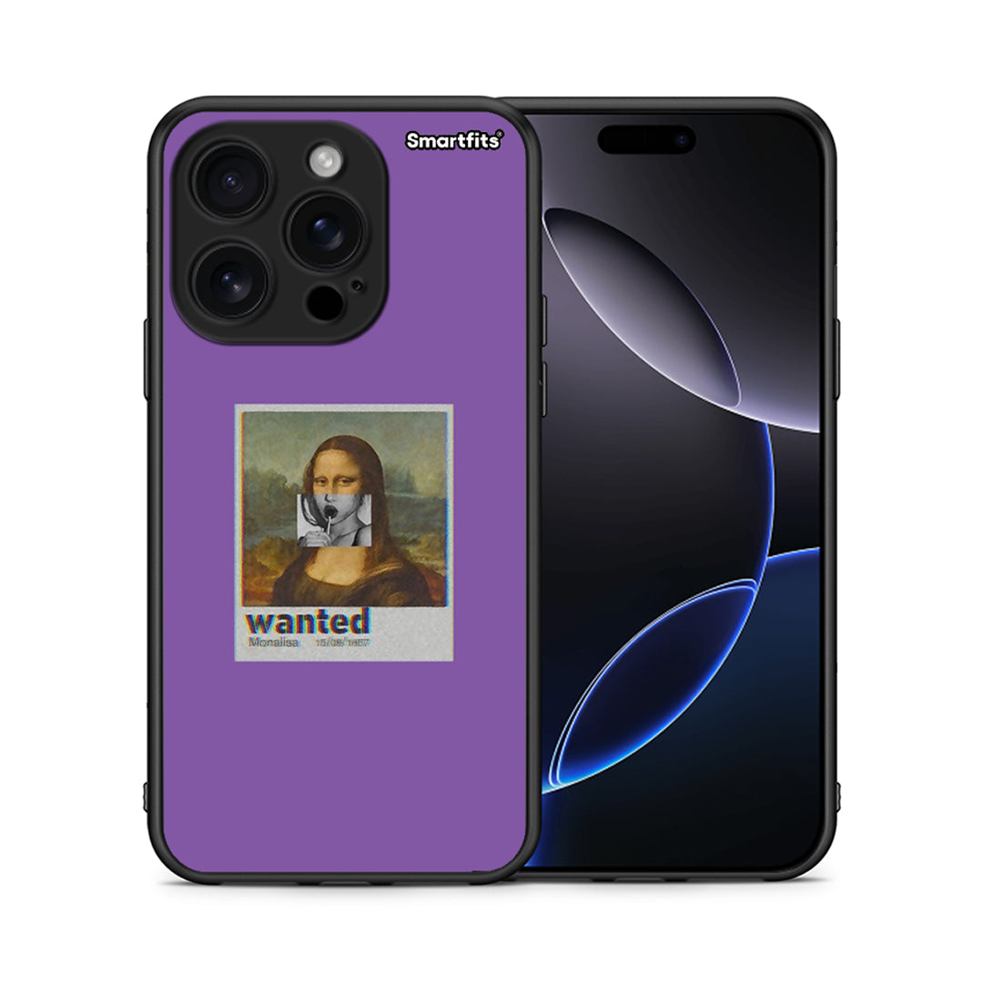 Θήκη iPhone 16 Pro Monalisa Popart από τη Smartfits με σχέδιο στο πίσω μέρος και μαύρο περίβλημα | iPhone 16 Pro Monalisa Popart case with colorful back and black bezels