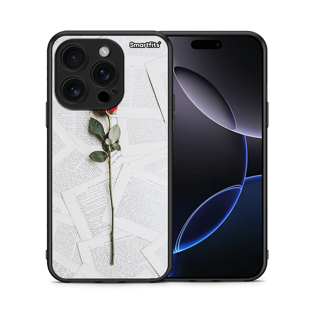 Θήκη iPhone 16 Pro Red Rose από τη Smartfits με σχέδιο στο πίσω μέρος και μαύρο περίβλημα | iPhone 16 Pro Red Rose case with colorful back and black bezels