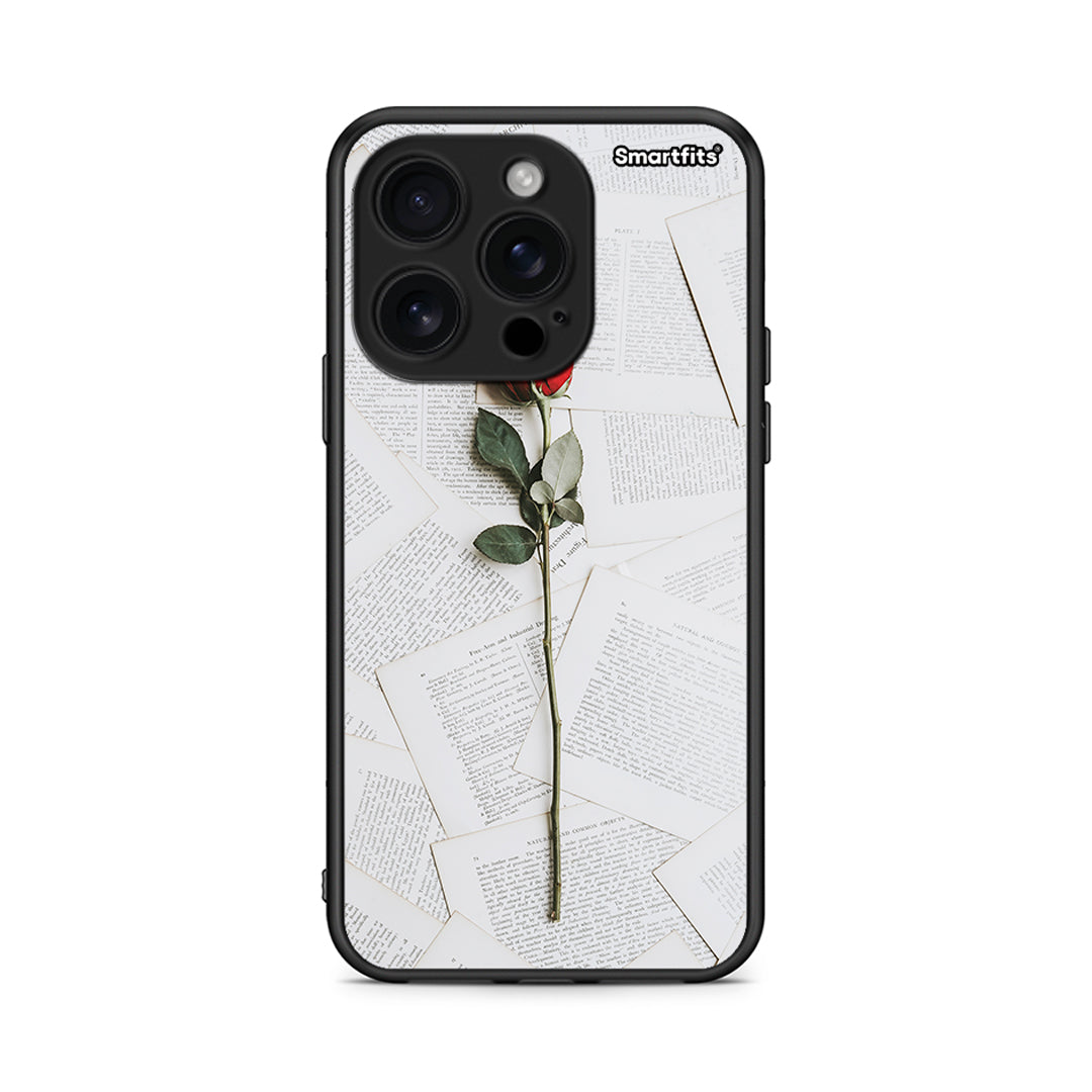 iPhone 16 Pro Red Rose θήκη από τη Smartfits με σχέδιο στο πίσω μέρος και μαύρο περίβλημα | Smartphone case with colorful back and black bezels by Smartfits