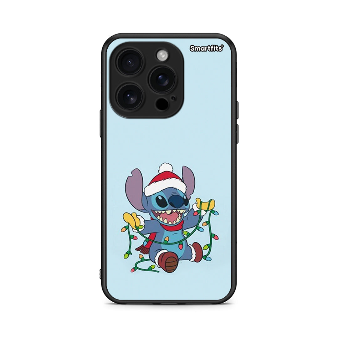 iPhone 16 Pro Santa Stich θήκη από τη Smartfits με σχέδιο στο πίσω μέρος και μαύρο περίβλημα | Smartphone case with colorful back and black bezels by Smartfits