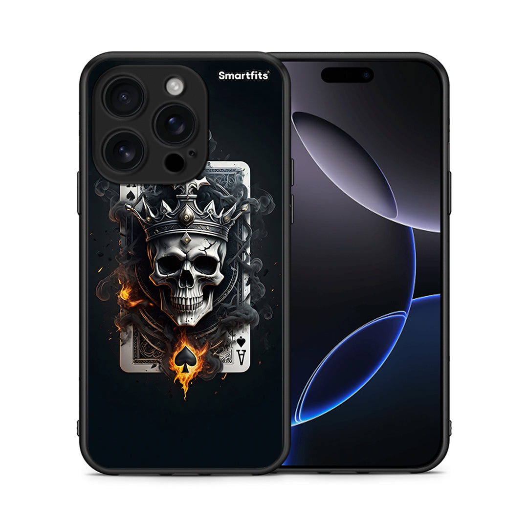 Θήκη iPhone 16 Pro Skull King Ace από τη Smartfits με σχέδιο στο πίσω μέρος και μαύρο περίβλημα | iPhone 16 Pro Skull King Ace case with colorful back and black bezels