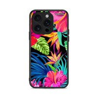 Thumbnail for iPhone 16 Pro Tropical Flowers θήκη από τη Smartfits με σχέδιο στο πίσω μέρος και μαύρο περίβλημα | Smartphone case with colorful back and black bezels by Smartfits