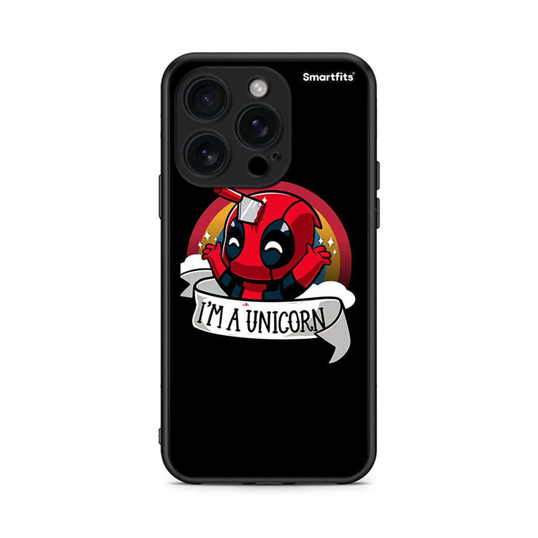 iPhone 16 Pro Unicorn Deadpool θήκη από τη Smartfits με σχέδιο στο πίσω μέρος και μαύρο περίβλημα | Smartphone case with colorful back and black bezels by Smartfits