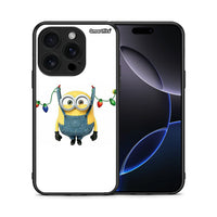 Thumbnail for Θήκη iPhone 16 Pro Xmas Minion Lights από τη Smartfits με σχέδιο στο πίσω μέρος και μαύρο περίβλημα | iPhone 16 Pro Xmas Minion Lights case with colorful back and black bezels