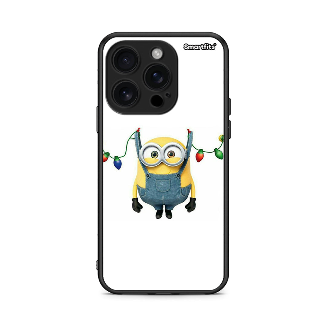 iPhone 16 Pro Xmas Minion Lights θήκη από τη Smartfits με σχέδιο στο πίσω μέρος και μαύρο περίβλημα | Smartphone case with colorful back and black bezels by Smartfits