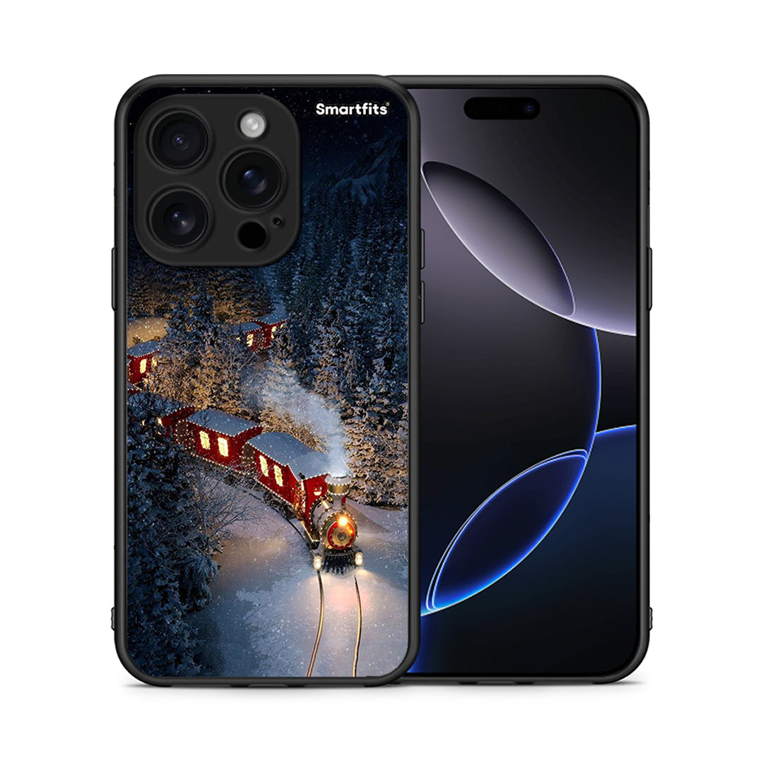 Θήκη iPhone 16 Pro Xmas Train από τη Smartfits με σχέδιο στο πίσω μέρος και μαύρο περίβλημα | iPhone 16 Pro Xmas Train case with colorful back and black bezels