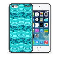 Thumbnail for Θήκη iPhone 5/5s/SE Swimming Dolphins από τη Smartfits με σχέδιο στο πίσω μέρος και μαύρο περίβλημα | iPhone 5/5s/SE Swimming Dolphins case with colorful back and black bezels