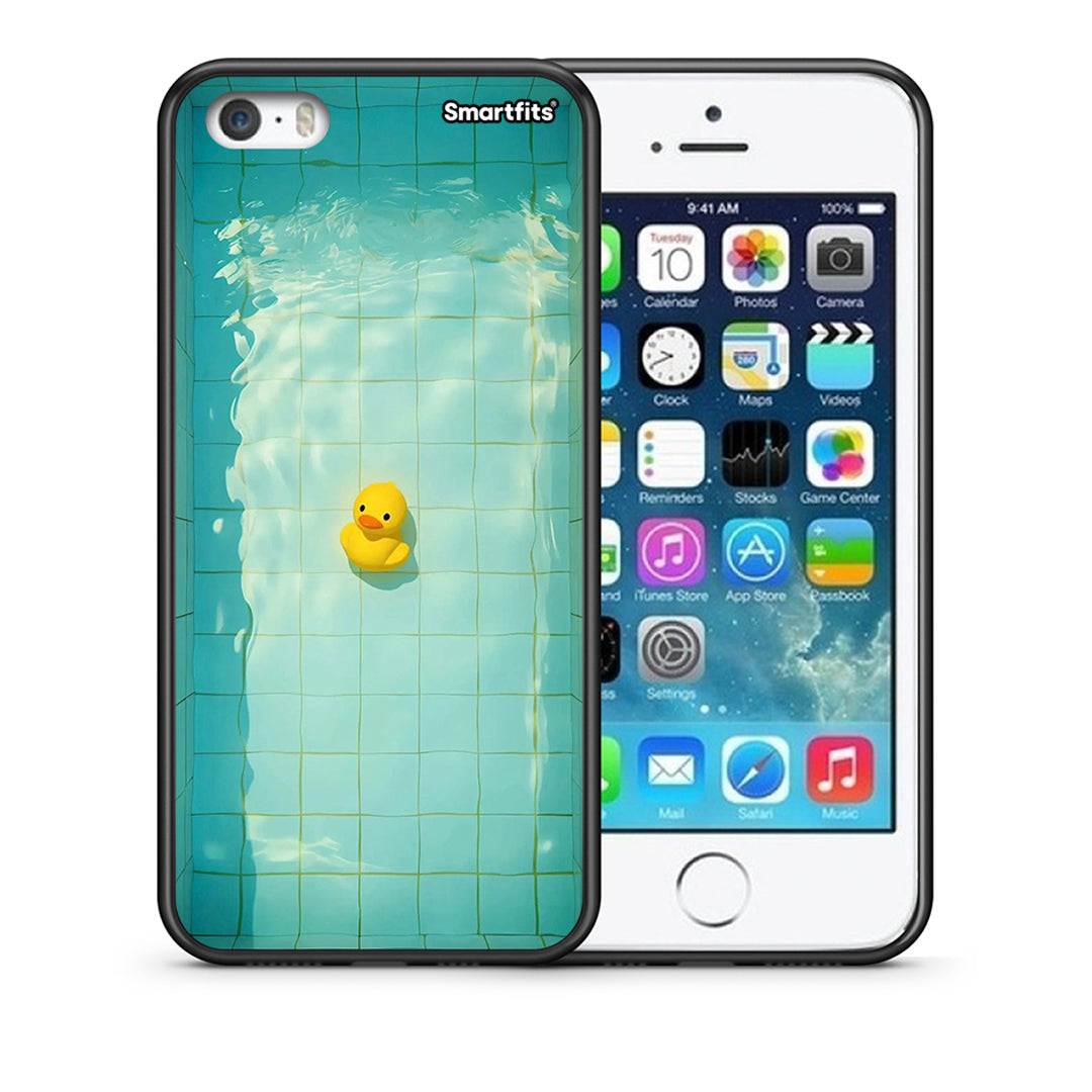 Θήκη iPhone 5/5s/SE Yellow Duck από τη Smartfits με σχέδιο στο πίσω μέρος και μαύρο περίβλημα | iPhone 5/5s/SE Yellow Duck case with colorful back and black bezels