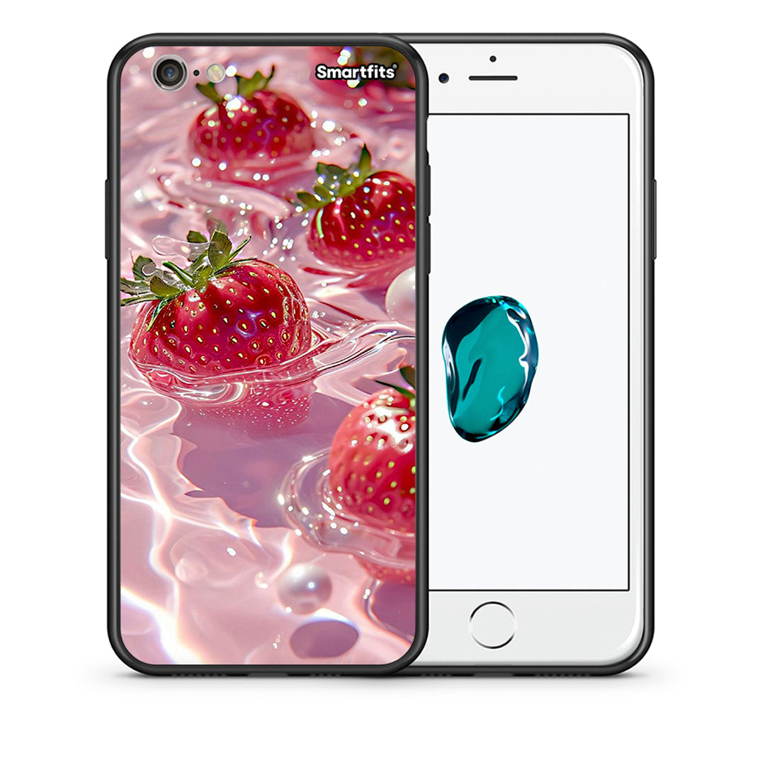 Θήκη iPhone 6 Plus/6s Plus Juicy Strawberries από τη Smartfits με σχέδιο στο πίσω μέρος και μαύρο περίβλημα | iPhone 6 Plus/6s Plus Juicy Strawberries case with colorful back and black bezels