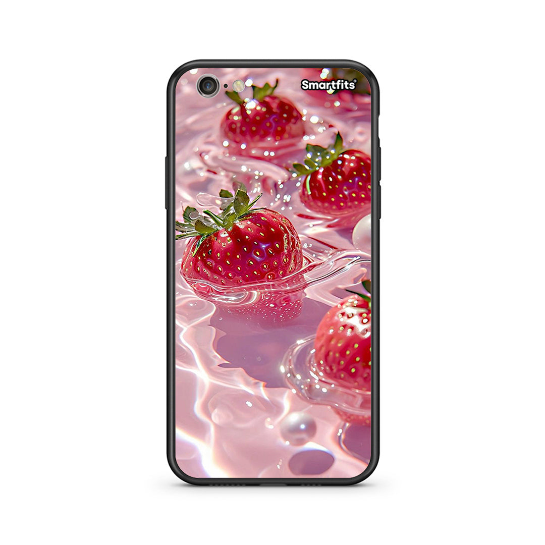 iPhone 7/8 Juicy Strawberries θήκη από τη Smartfits με σχέδιο στο πίσω μέρος και μαύρο περίβλημα | Smartphone case with colorful back and black bezels by Smartfits