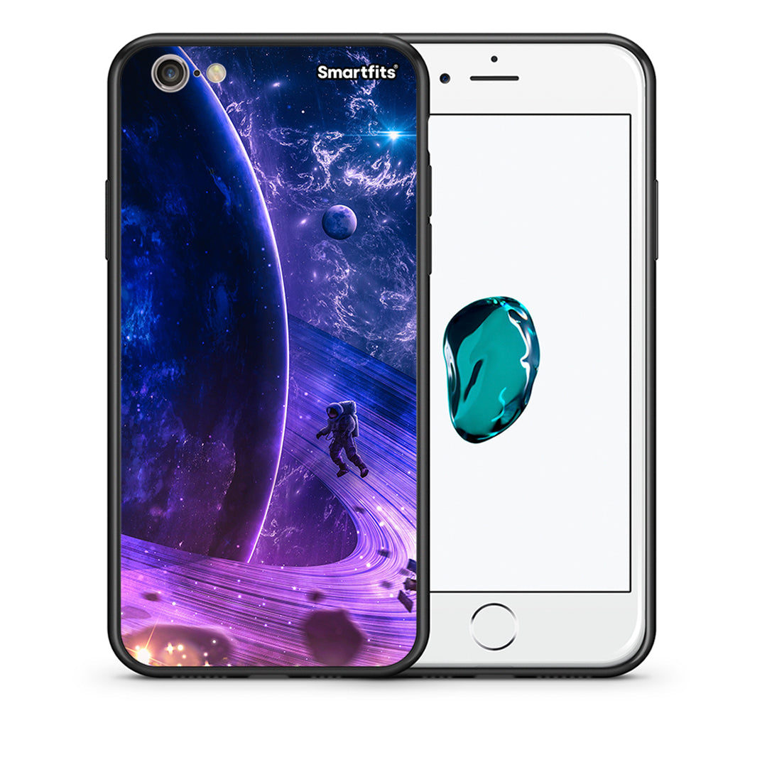 Θήκη iPhone 6 Plus/6s Plus Lost Astronaut από τη Smartfits με σχέδιο στο πίσω μέρος και μαύρο περίβλημα | iPhone 6 Plus/6s Plus Lost Astronaut case with colorful back and black bezels