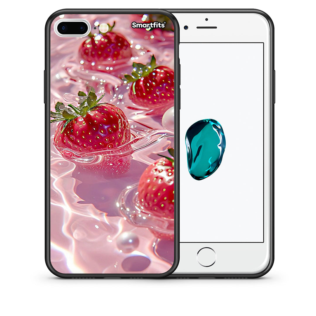 Θήκη iPhone 7 Plus/8 Plus Juicy Strawberries από τη Smartfits με σχέδιο στο πίσω μέρος και μαύρο περίβλημα | iPhone 7 Plus/8 Plus Juicy Strawberries case with colorful back and black bezels