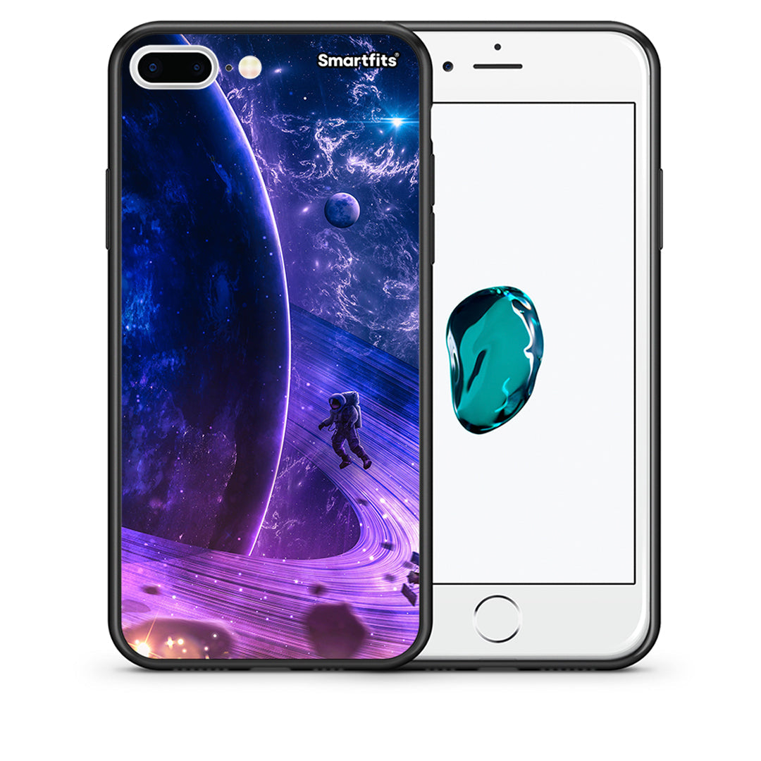 Θήκη iPhone 7 Plus/8 Plus Lost Astronaut από τη Smartfits με σχέδιο στο πίσω μέρος και μαύρο περίβλημα | iPhone 7 Plus/8 Plus Lost Astronaut case with colorful back and black bezels