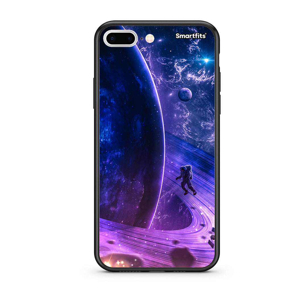 iPhone 7 Plus/8 Plus Lost Astronaut θήκη από τη Smartfits με σχέδιο στο πίσω μέρος και μαύρο περίβλημα | Smartphone case with colorful back and black bezels by Smartfits