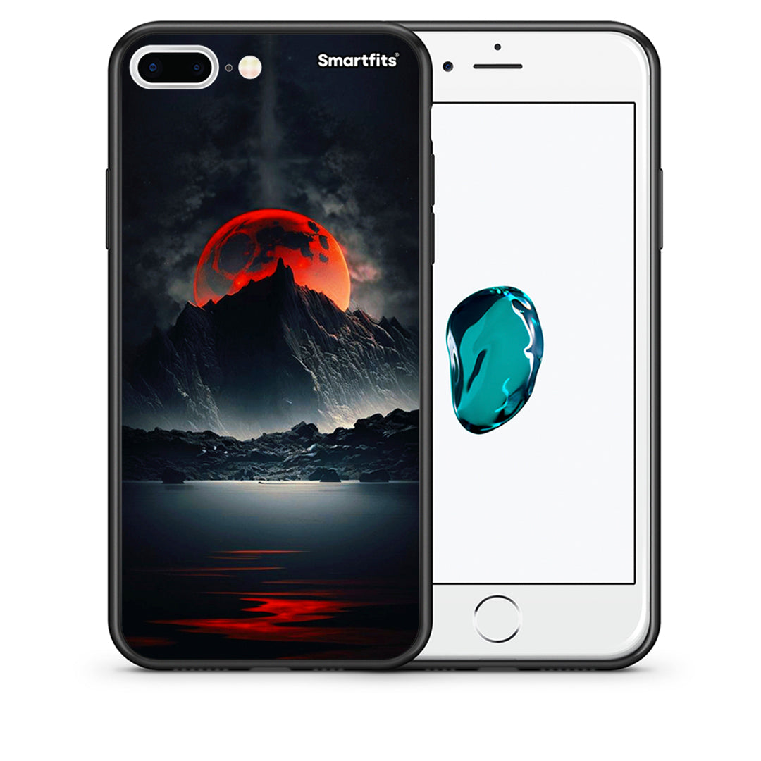 Θήκη iPhone 7 Plus/8 Plus Red Full Moon από τη Smartfits με σχέδιο στο πίσω μέρος και μαύρο περίβλημα | iPhone 7 Plus/8 Plus Red Full Moon case with colorful back and black bezels