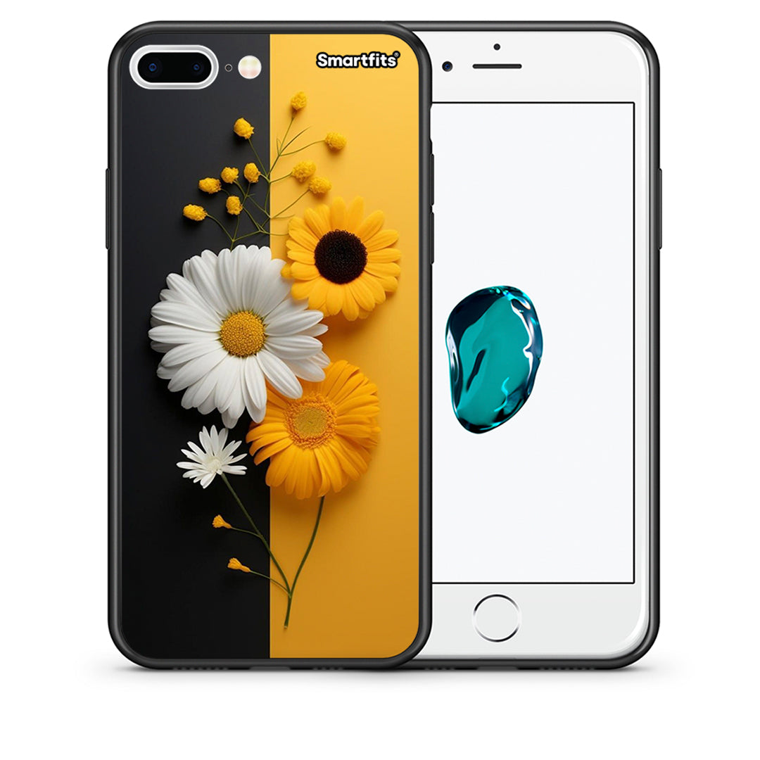 Θήκη iPhone 7 Plus/8 Plus Yellow Daisies από τη Smartfits με σχέδιο στο πίσω μέρος και μαύρο περίβλημα | iPhone 7 Plus/8 Plus Yellow Daisies case with colorful back and black bezels