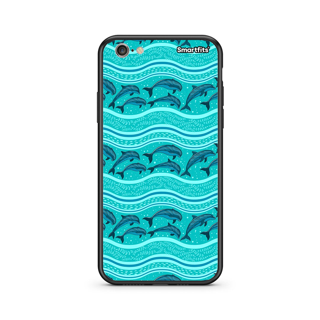 iPhone 7/8 Swimming Dolphins θήκη από τη Smartfits με σχέδιο στο πίσω μέρος και μαύρο περίβλημα | Smartphone case with colorful back and black bezels by Smartfits