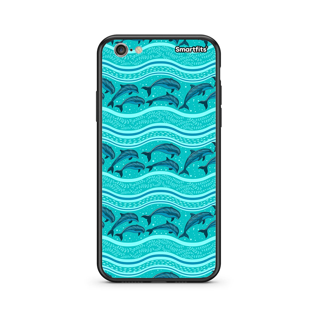 iphone 6 6s Swimming Dolphins θήκη από τη Smartfits με σχέδιο στο πίσω μέρος και μαύρο περίβλημα | Smartphone case with colorful back and black bezels by Smartfits