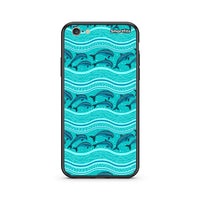 Thumbnail for iphone 6 6s Swimming Dolphins θήκη από τη Smartfits με σχέδιο στο πίσω μέρος και μαύρο περίβλημα | Smartphone case with colorful back and black bezels by Smartfits