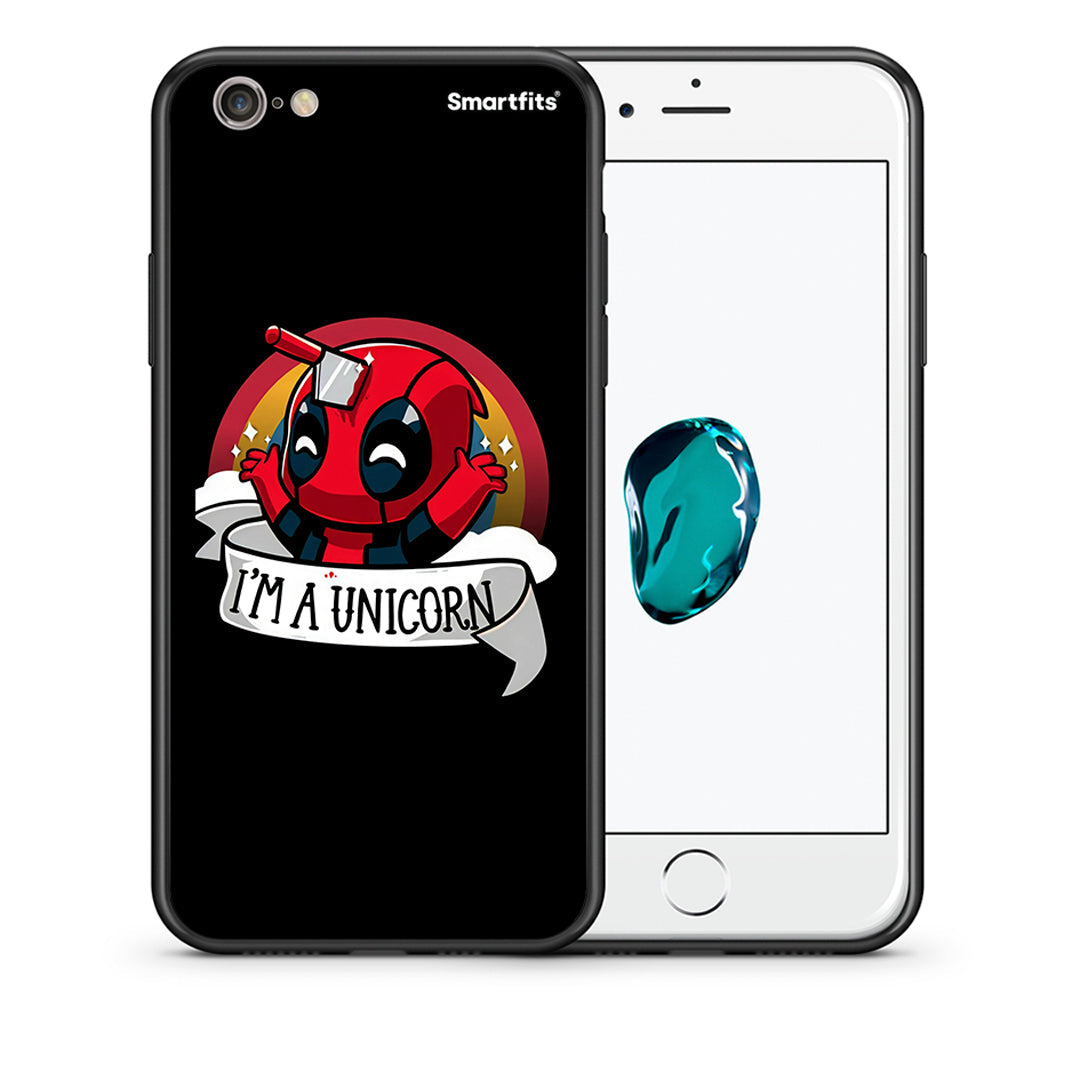 Θήκη iPhone 6 Plus/6s Plus Unicorn Deadpool από τη Smartfits με σχέδιο στο πίσω μέρος και μαύρο περίβλημα | iPhone 6 Plus/6s Plus Unicorn Deadpool case with colorful back and black bezels