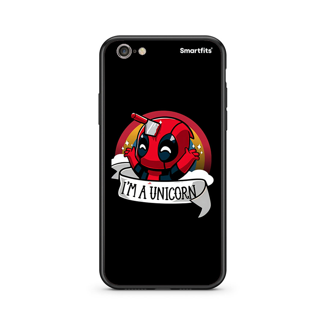 iphone 6 plus 6s plus Unicorn Deadpool θήκη από τη Smartfits με σχέδιο στο πίσω μέρος και μαύρο περίβλημα | Smartphone case with colorful back and black bezels by Smartfits