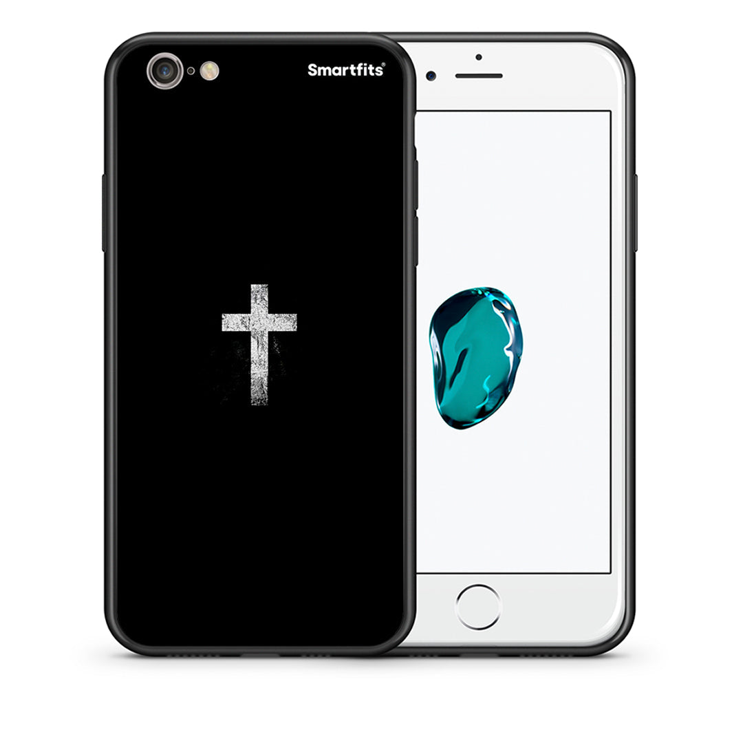 Θήκη iPhone 6/6s White Cross από τη Smartfits με σχέδιο στο πίσω μέρος και μαύρο περίβλημα | iPhone 6/6s White Cross case with colorful back and black bezels