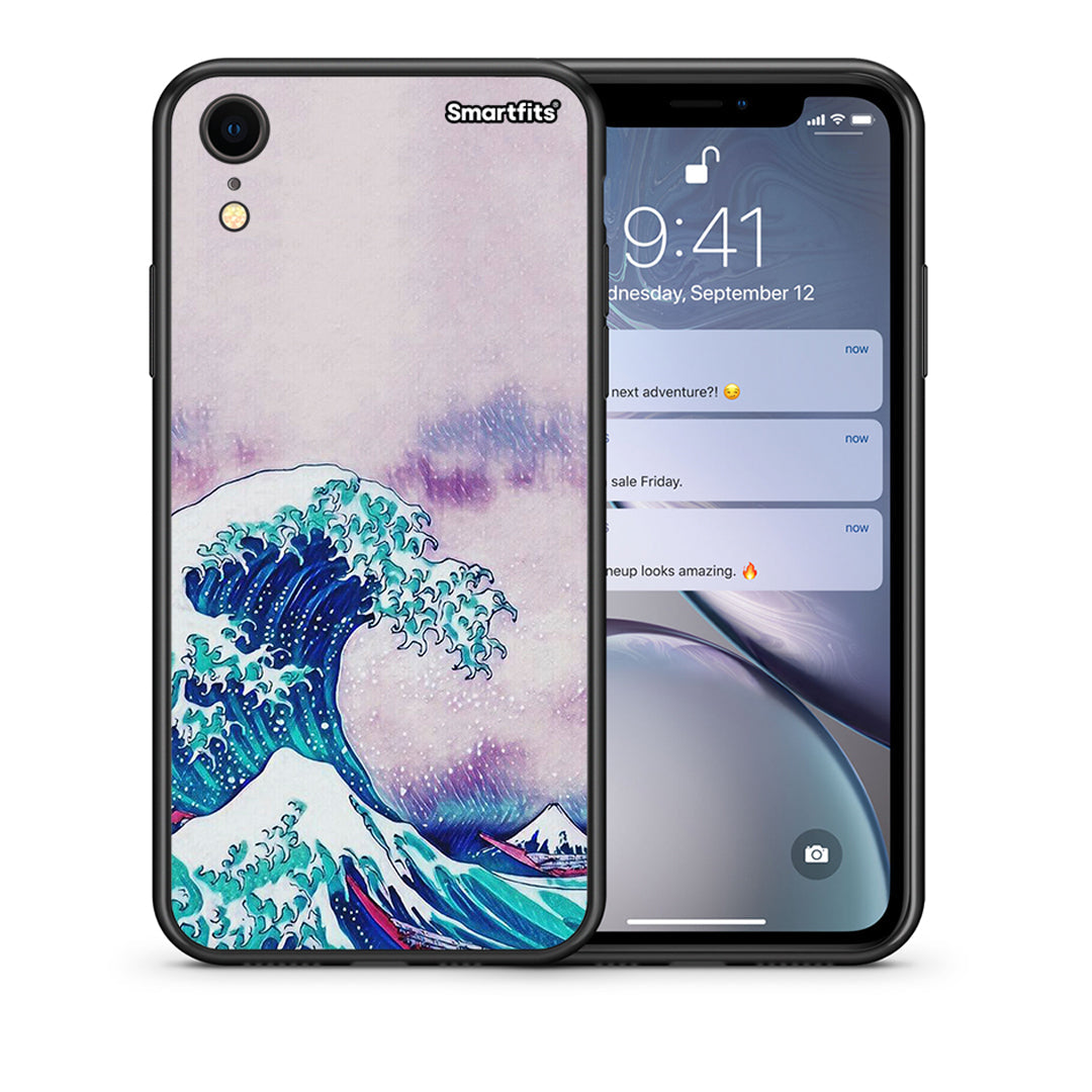 Θήκη iPhone XR Blue Waves από τη Smartfits με σχέδιο στο πίσω μέρος και μαύρο περίβλημα | iPhone XR Blue Waves case with colorful back and black bezels