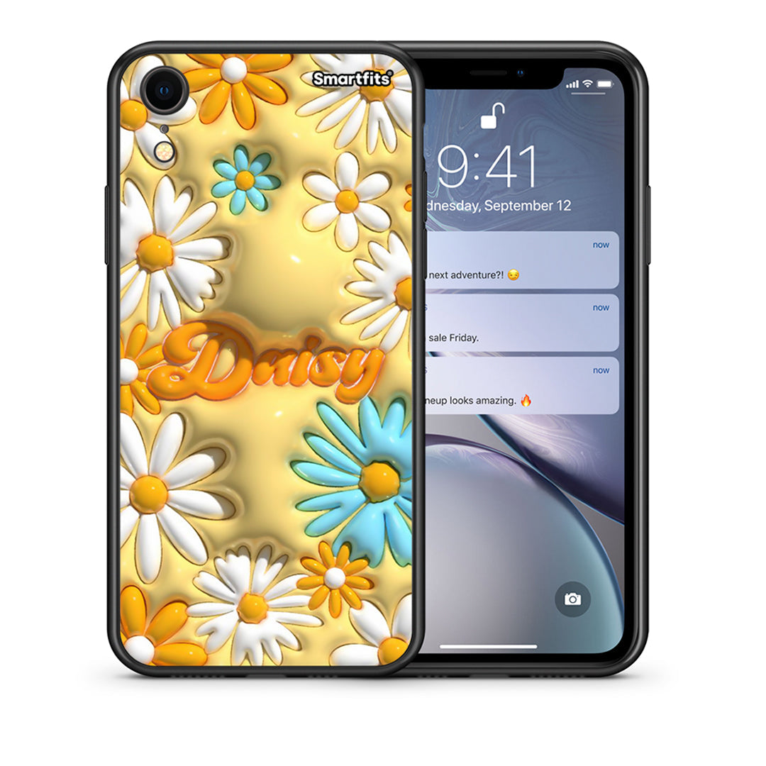 Θήκη iPhone XR Bubble Daisies από τη Smartfits με σχέδιο στο πίσω μέρος και μαύρο περίβλημα | iPhone XR Bubble Daisies case with colorful back and black bezels