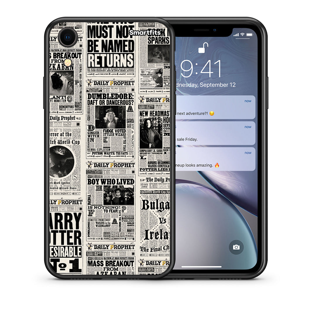 Θήκη iPhone XR Harry Paper από τη Smartfits με σχέδιο στο πίσω μέρος και μαύρο περίβλημα | iPhone XR Harry Paper case with colorful back and black bezels