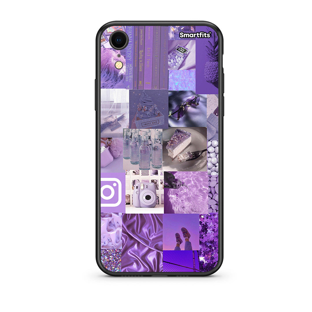 iphone xr Purple Aesthetic Collage θήκη από τη Smartfits με σχέδιο στο πίσω μέρος και μαύρο περίβλημα | Smartphone case with colorful back and black bezels by Smartfits