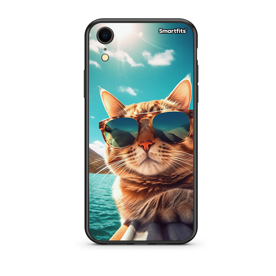 iphone xr Summer Cat θήκη από τη Smartfits με σχέδιο στο πίσω μέρος και μαύρο περίβλημα | Smartphone case with colorful back and black bezels by Smartfits