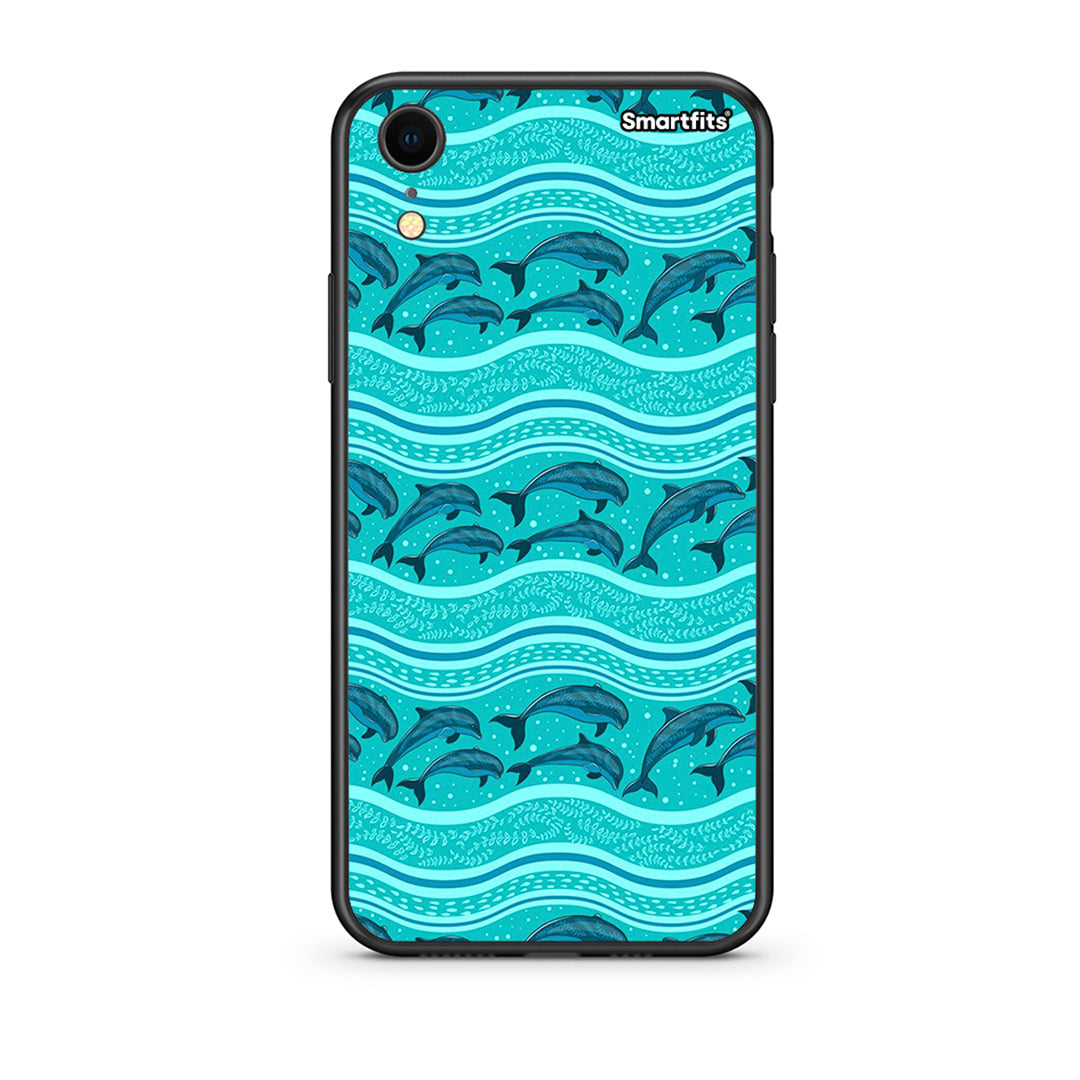 iphone xr Swimming Dolphins θήκη από τη Smartfits με σχέδιο στο πίσω μέρος και μαύρο περίβλημα | Smartphone case with colorful back and black bezels by Smartfits
