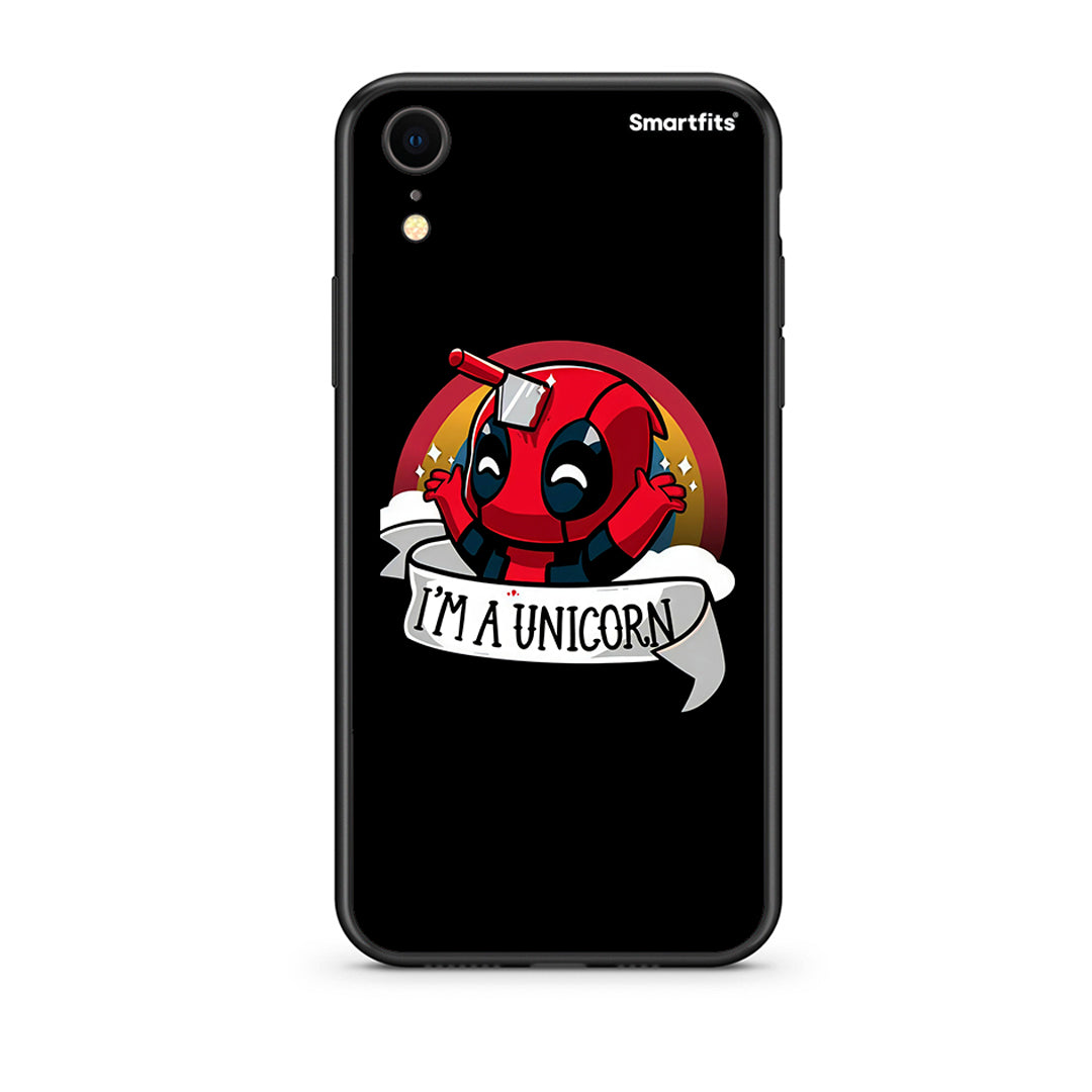 iphone xr Unicorn Deadpool θήκη από τη Smartfits με σχέδιο στο πίσω μέρος και μαύρο περίβλημα | Smartphone case with colorful back and black bezels by Smartfits