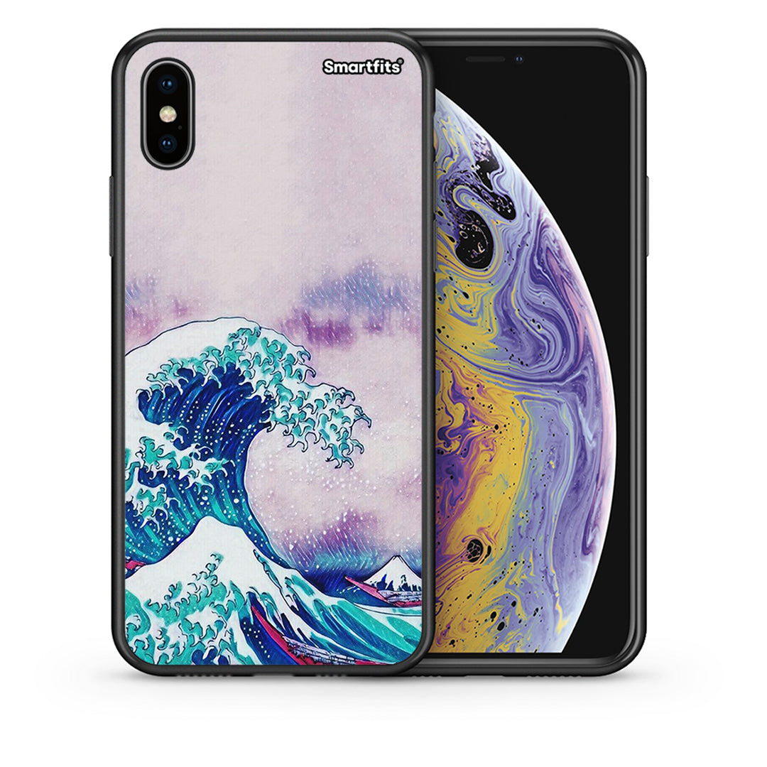 Θήκη iPhone X/Xs Blue Waves από τη Smartfits με σχέδιο στο πίσω μέρος και μαύρο περίβλημα | iPhone X/Xs Blue Waves case with colorful back and black bezels