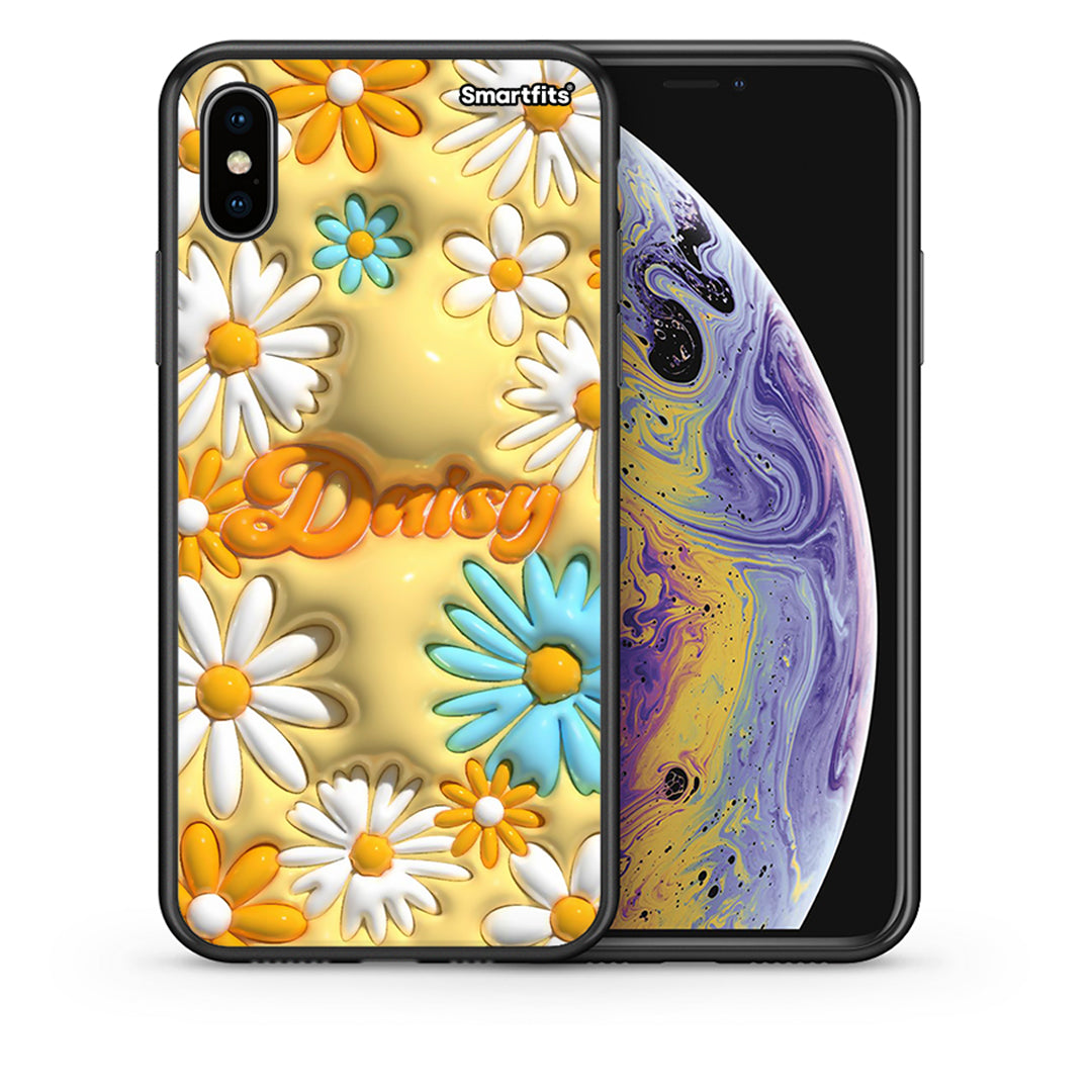 Θήκη iPhone Xs Max Bubble Daisies από τη Smartfits με σχέδιο στο πίσω μέρος και μαύρο περίβλημα | iPhone Xs Max Bubble Daisies case with colorful back and black bezels