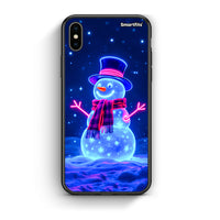 Thumbnail for iPhone X/Xs Christmas Neon Snowman θήκη από τη Smartfits με σχέδιο στο πίσω μέρος και μαύρο περίβλημα | Smartphone case with colorful back and black bezels by Smartfits