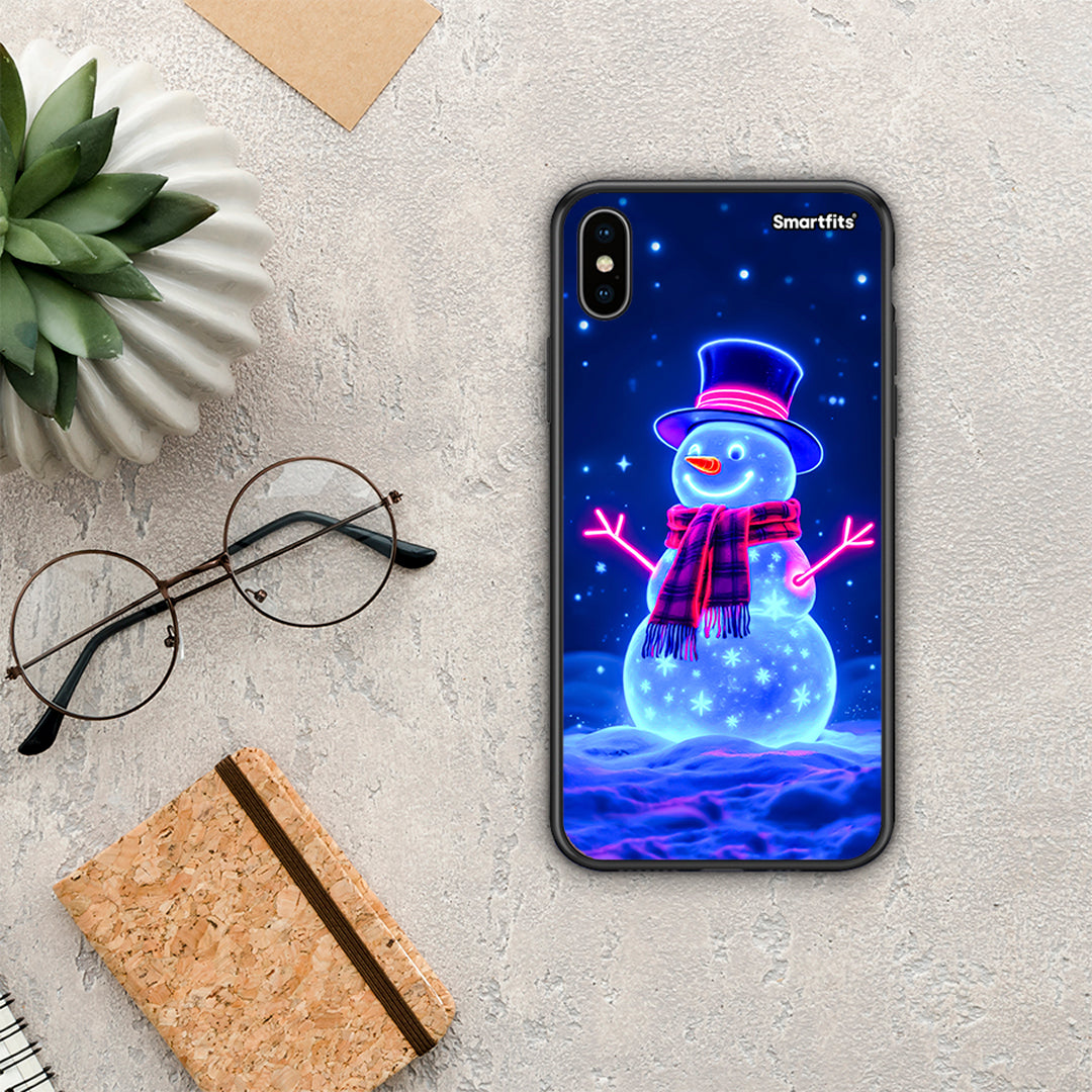 Christmas Neon Snowman - iPhone X / Xs θήκη