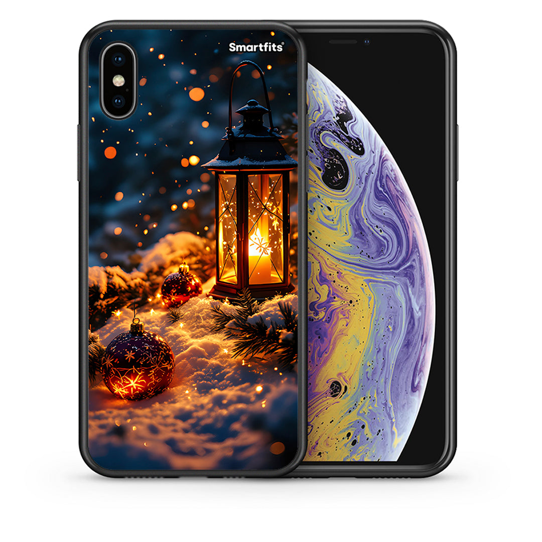 Θήκη iPhone X/Xs Christmas Ornaments από τη Smartfits με σχέδιο στο πίσω μέρος και μαύρο περίβλημα | iPhone X/Xs Christmas Ornaments case with colorful back and black bezels