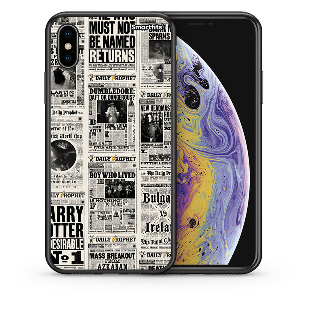 Θήκη iPhone X/Xs Harry Paper από τη Smartfits με σχέδιο στο πίσω μέρος και μαύρο περίβλημα | iPhone X/Xs Harry Paper case with colorful back and black bezels