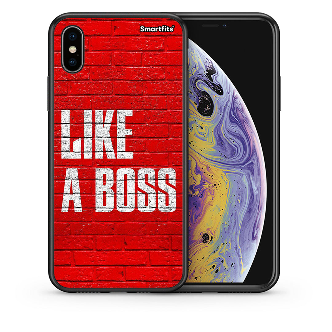 Θήκη iPhone X/Xs Like A Boss από τη Smartfits με σχέδιο στο πίσω μέρος και μαύρο περίβλημα | iPhone X/Xs Like A Boss case with colorful back and black bezels