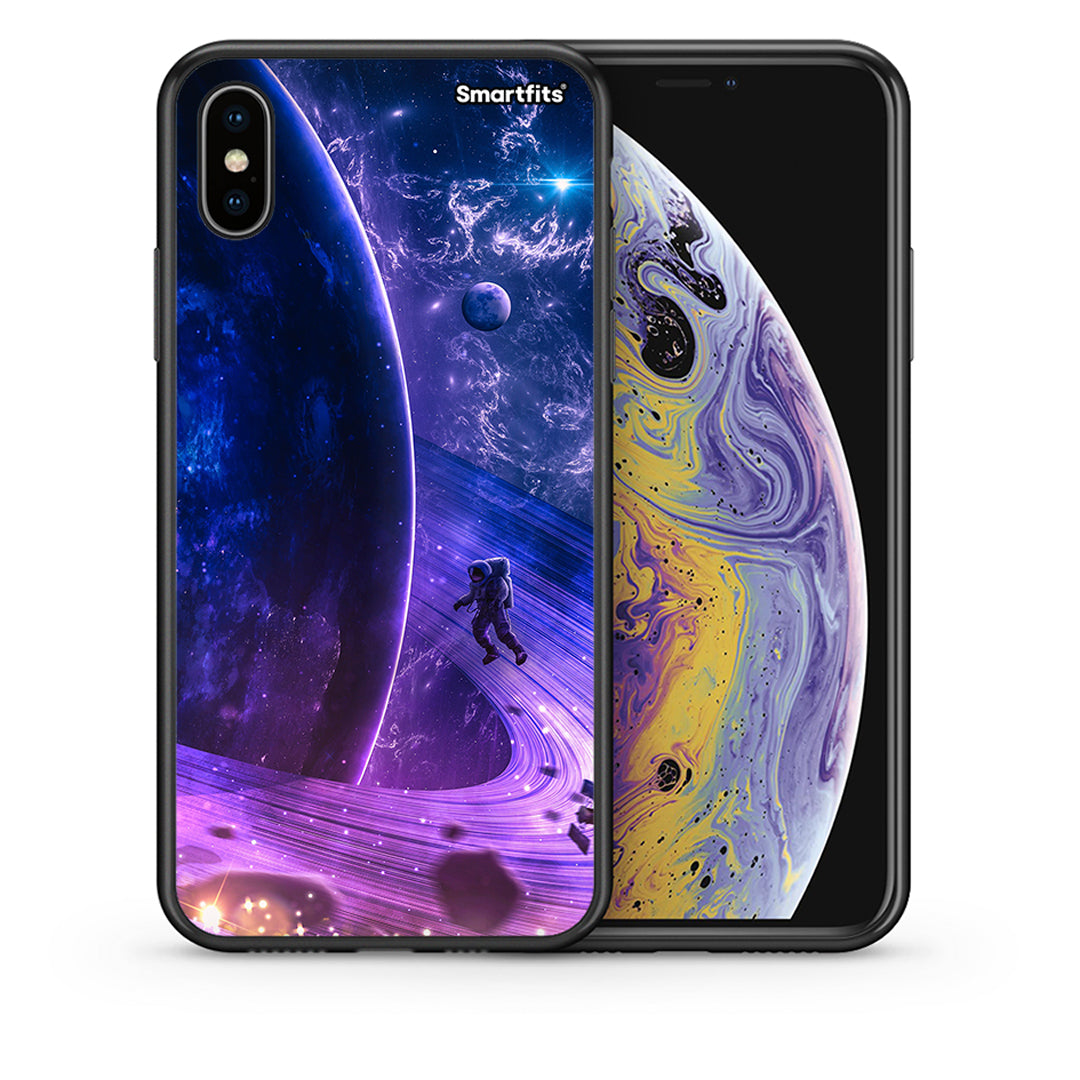 Θήκη iPhone X/Xs Lost Astronaut από τη Smartfits με σχέδιο στο πίσω μέρος και μαύρο περίβλημα | iPhone X/Xs Lost Astronaut case with colorful back and black bezels