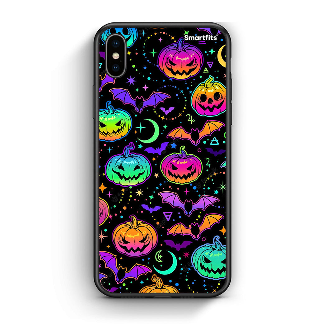 iPhone X/Xs Neon Halloween θήκη από τη Smartfits με σχέδιο στο πίσω μέρος και μαύρο περίβλημα | Smartphone case with colorful back and black bezels by Smartfits